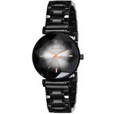Analog Women's Black Dial, Black Metal Strap - 8052