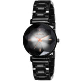 Analog Women's Black Dial, Black Metal Strap - 8052