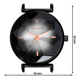 Analog Women's Black Dial, Black Metal Strap - 8052