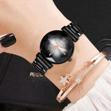 Analog Women's Black Dial, Black Metal Strap - 8052