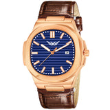 Analog Genuine Leather With Date Watch For Men - 3100