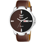 Stylish Premium Genuine Leather Day & Date Watch - 1049