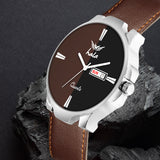 Stylish Premium Genuine Leather Day & Date Watch - 1049