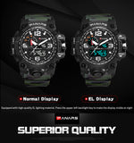Quartz Movement Multi-Functional Dual Time Sports Watch - 8202
