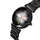 Analog Women's Black Dial, Black Metal Strap - 8052